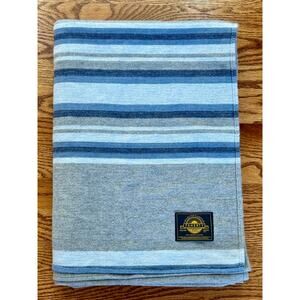 Faherty Blue and Gray Striped Blanket